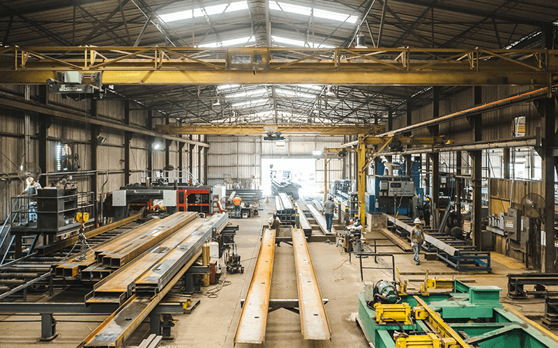 Ennis Steel factory in Texas and customers of Bank of Texas