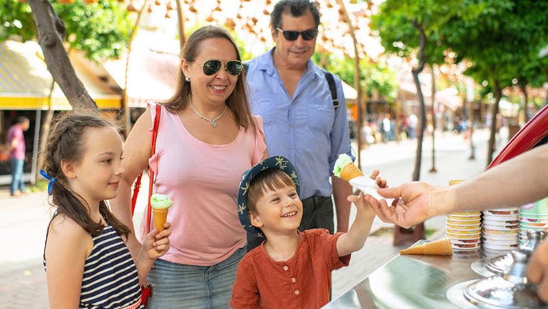 Family buying ice cream